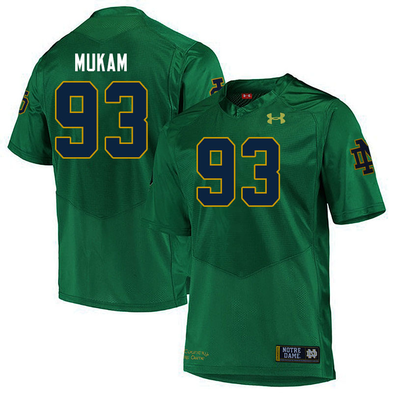 Men #93 Armel Mukam Notre Dame Fighting Irish College Football Jerseys Stitched Sale-Green